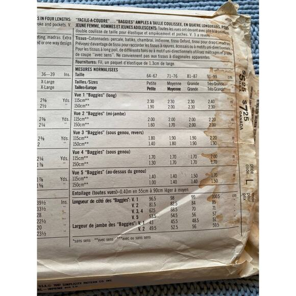 Simplicity 7959 short culottes pant pattern sz M - Picture 5 of 5